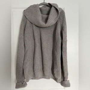 Free People Leo Tunic Oversized Sweater Silver Gleam Combo Gray L